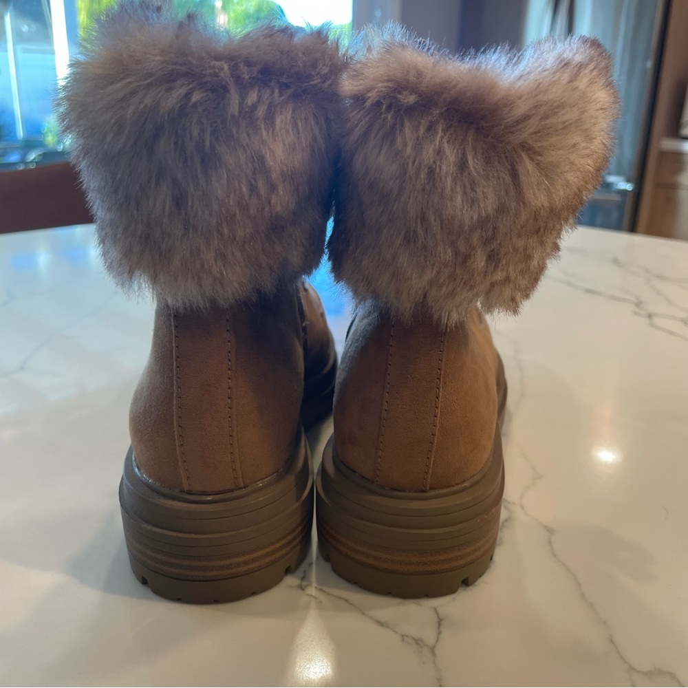 Sun + Stone Orlaaf Faux Fur Cold Weather Lug Sole, Combat, Lace-Up Ankle Boots - Picture 4 of 13
